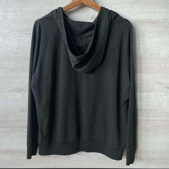 Lole Gray Long Sleeve Striped Cowl Neck Kangaroo Pouch Hoodie - Picture 2 of 9